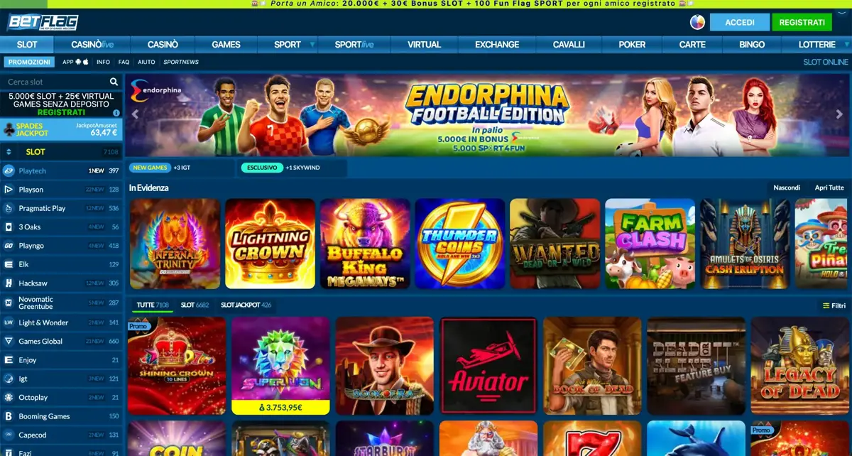 Schermata del casinò BetFlag