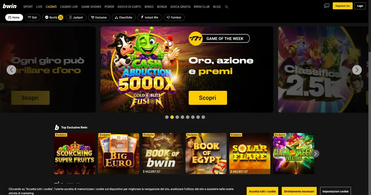 Schermata del casinò bwin